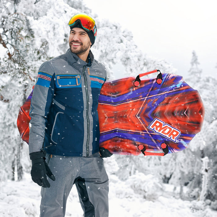 RYDR 48 Inch Snow Sled with EPS Foam Core HDPE Bottom XPE Top - Red