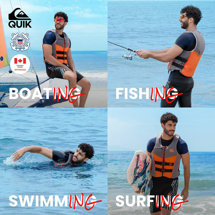 QUIKSILVER Men's Life Vest, USCG Transport Canada Approved Life Jacket