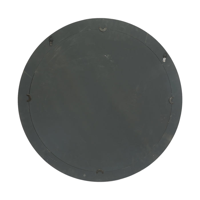 28" Farmhouse Round Window Mirror, Rustic White Wall Decor Mirror