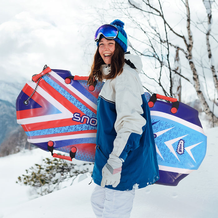 RYDR 48 Inch 2 Person Snow Sled with EPS Foam Core HDPE Bottom for Kids Adults