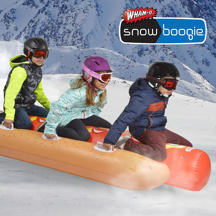 Wham-O Snowboogie Hot Dog Snow Tube 93 Inch (3-Person Inflatable Snow Tube with Reinforced Handles)