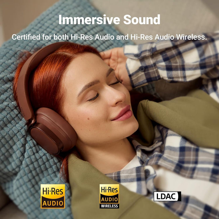 Edifier ES850NB Active Noise Cancelling Headphones, Over Ear Bluetooth Headset, 92H Playtime Wired & Wireless Hi-Res Audio Certified, Fast Charging Clear Calls for Home Office Travel