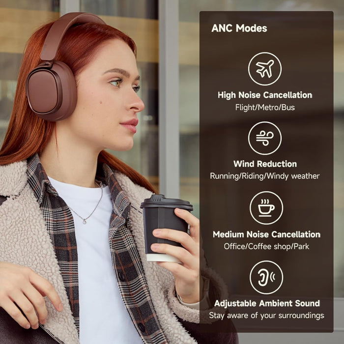 Edifier ES850NB Active Noise Cancelling Headphones, Over Ear Bluetooth Headset, 92H Playtime Wired & Wireless Hi-Res Audio Certified, Fast Charging Clear Calls for Home Office Travel