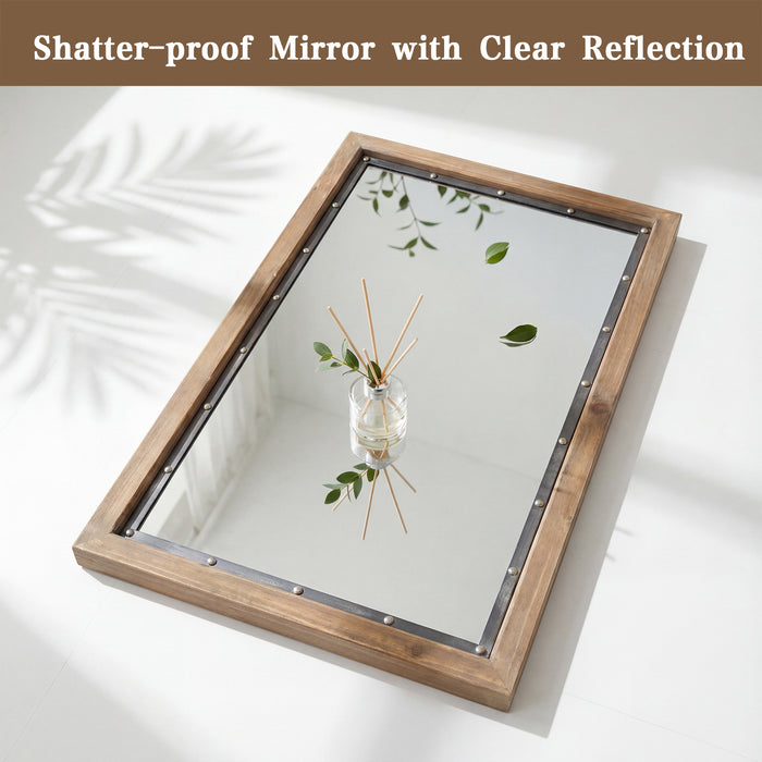 Rustic Rectangle Distressed Wood Wall Mirror