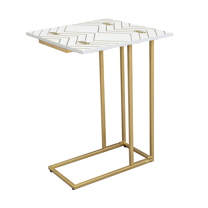 C Shaped End Table, Small Side Tables for Sofa Bed, Couch