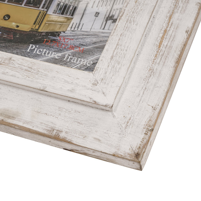 Jax Distressed White Solid Wood Picture Frame with Mat