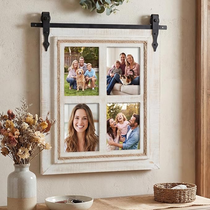 RiteSune Farmhouse 4 Opening 5x7 Collage Picture Frame for Wall