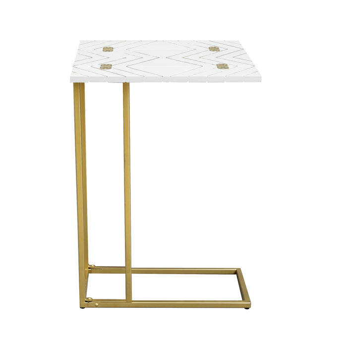 C Shaped End Table, Small Side Tables for Sofa Bed, Couch