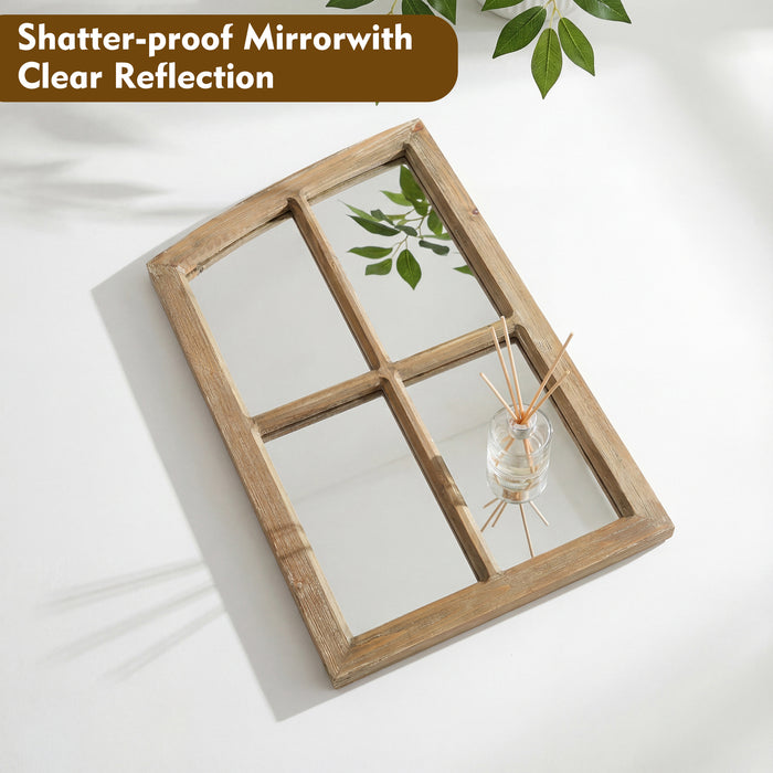 Farmhouse Arch Wood Window Pane Mirror(Set of 2)