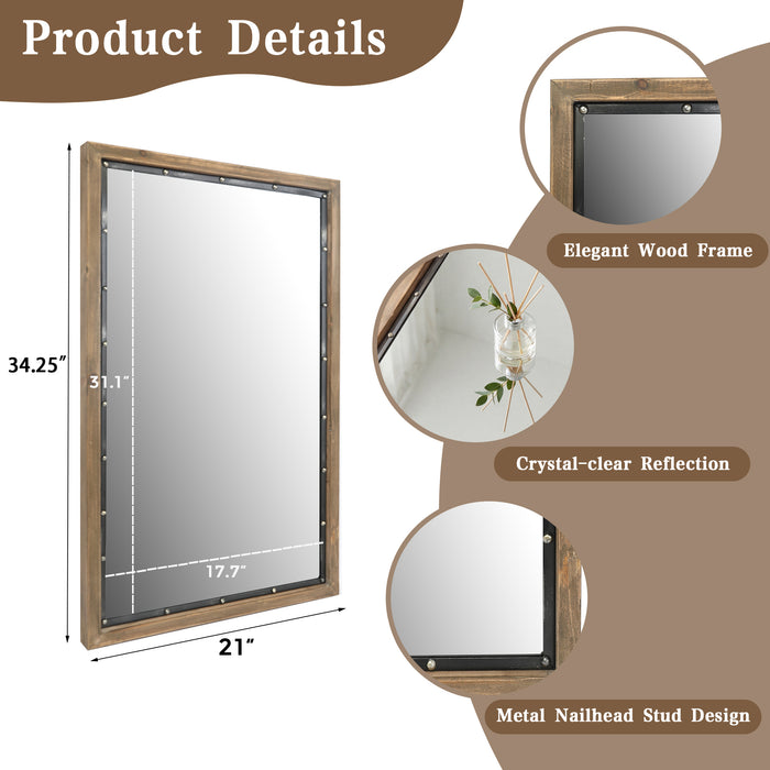 Rustic Rectangle Distressed Wood Wall Mirror