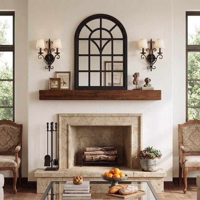 Arched Window Wall Mirror, Decorative Mirror with Window Pane, 24" x 34"H