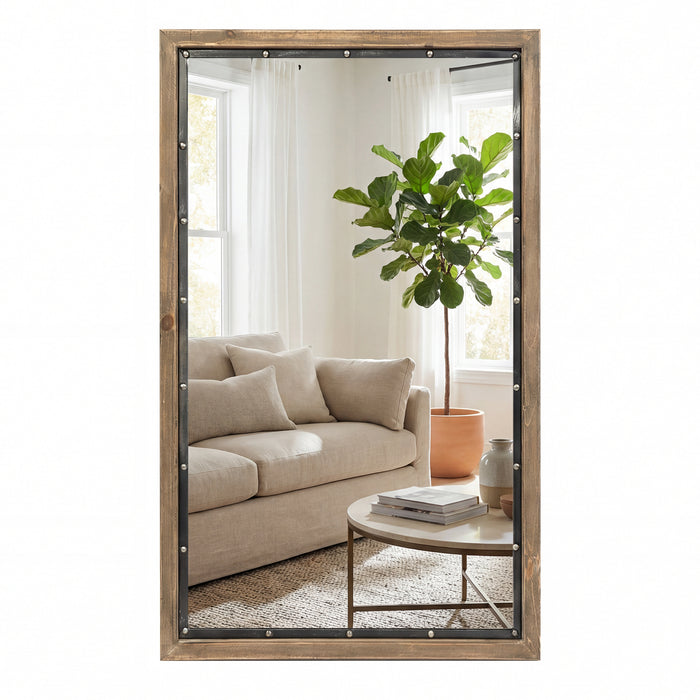 Rustic Rectangle Distressed Wood Wall Mirror