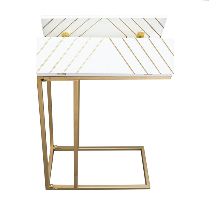 C Shaped End Table, Small Side Tables for Sofa Bed, Couch