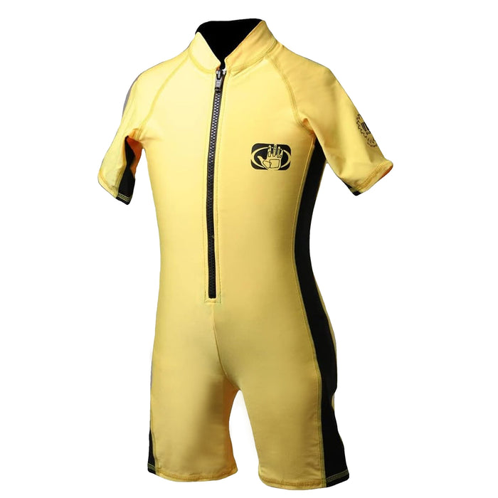 Body Glove Childs Shorty Wetsuit, 8oz Lycra Spring Short Sleeves Wet Suits Front Zip Black/Yellow