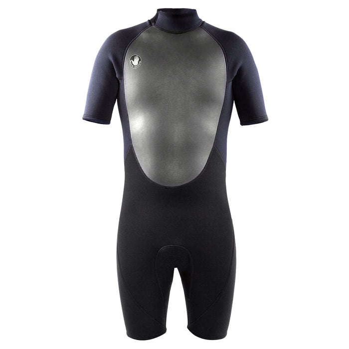 Body Glove Pro3 Men Shorty Wetsuit 2/1mm Back Zip Short Sleeve Spring Wet Suit, Quadra Flex 4 Way Stretch, for Boogie Boarding Surfing Swimming Snorkeling Scuba Diving - Black
