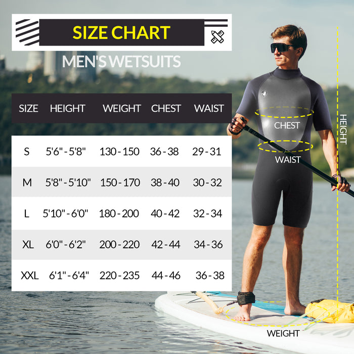 Body Glove Pro3 Men Shorty Wetsuit 2/1mm Back Zip Short Sleeve Spring Wet Suit, Quadra Flex 4 Way Stretch, for Boogie Boarding Surfing Swimming Snorkeling Scuba Diving - Black