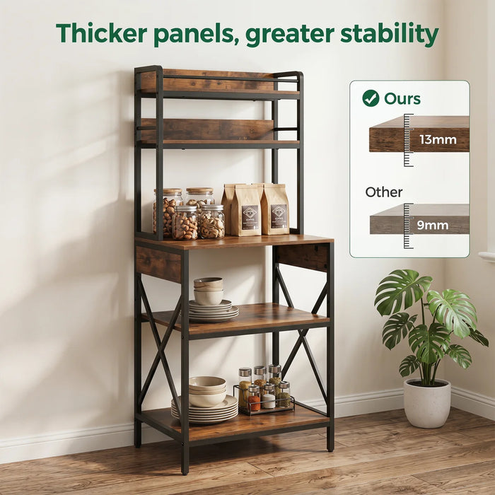 Kitchen Bakers Rack with Reversible Power Outlet, Microwave Stand