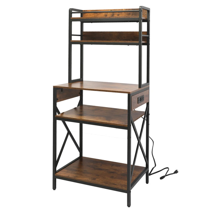 Kitchen Bakers Rack with Reversible Power Outlet, Microwave Stand