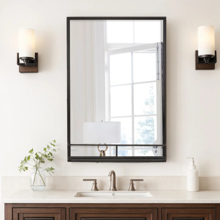 Bathroom Vanity Mirror Metal Rectangle Mirror with Shelves