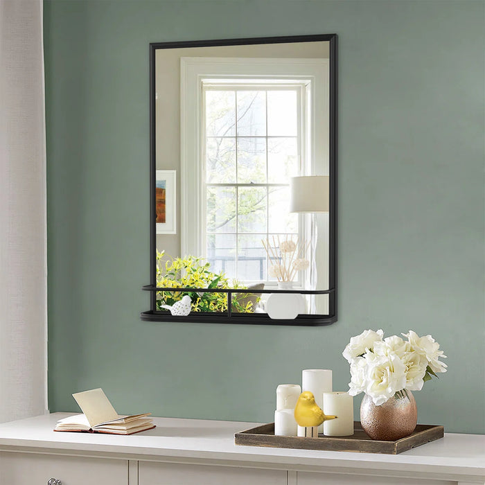 Bathroom Vanity Mirror Metal Rectangle Mirror with Shelves