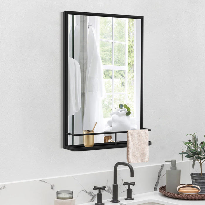 Bathroom Vanity Mirror Metal Rectangle Mirror with Shelves