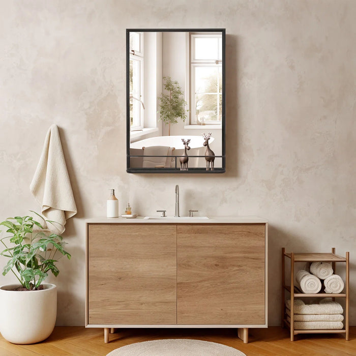 Bathroom Vanity Mirror Metal Rectangle Mirror with Shelves