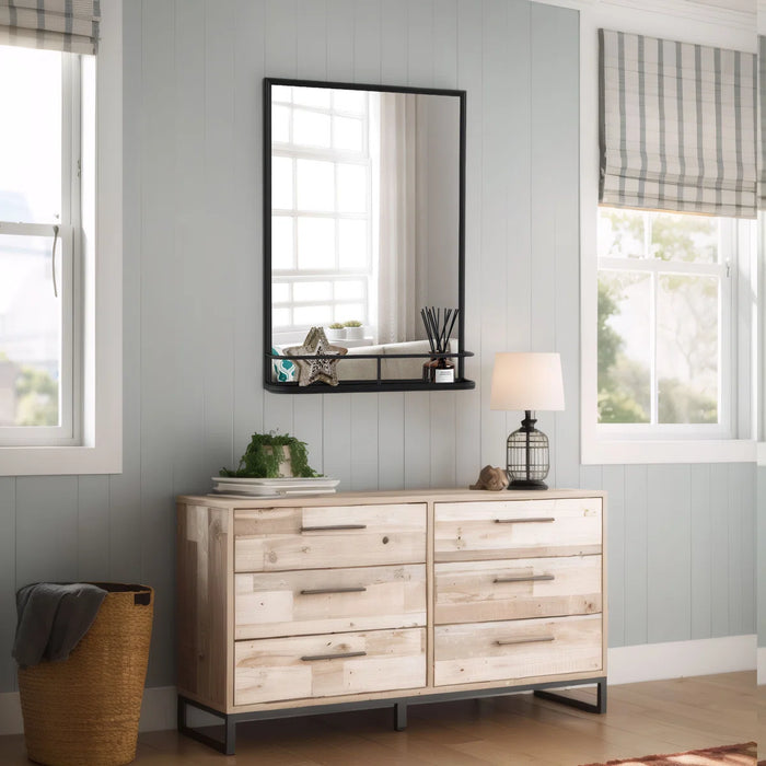 Bathroom Vanity Mirror Metal Rectangle Mirror with Shelves