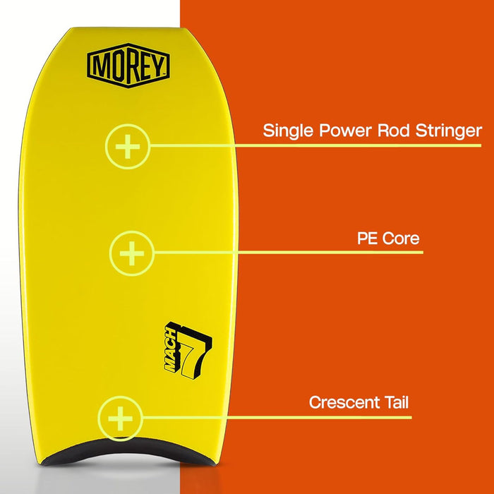 Morey Mach 7 Body Board with PE Core HDPE Slick TC8 Deck Crescent Tail