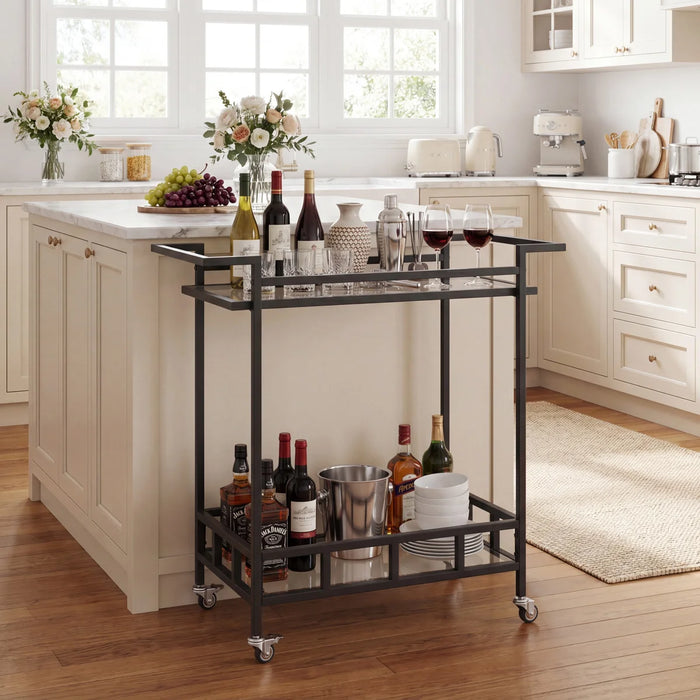 Metal Bar Cart, 31.25'' H X 30.5'' W X 14'' D