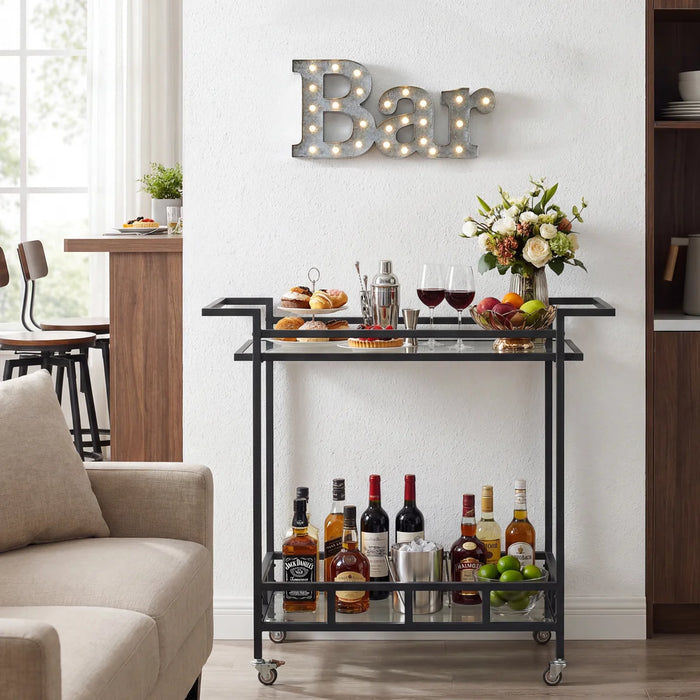 Metal Bar Cart, 31.25'' H X 30.5'' W X 14'' D