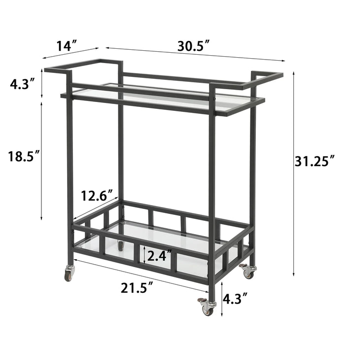Metal Bar Cart, 31.25'' H X 30.5'' W X 14'' D