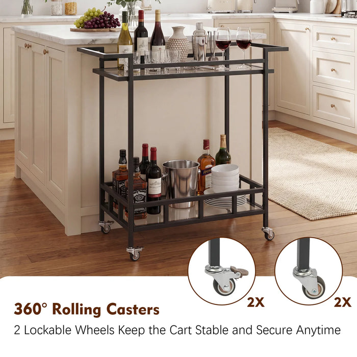 Metal Bar Cart, 31.25'' H X 30.5'' W X 14'' D