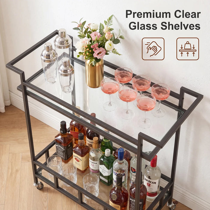 Metal Bar Cart, 31.25'' H X 30.5'' W X 14'' D