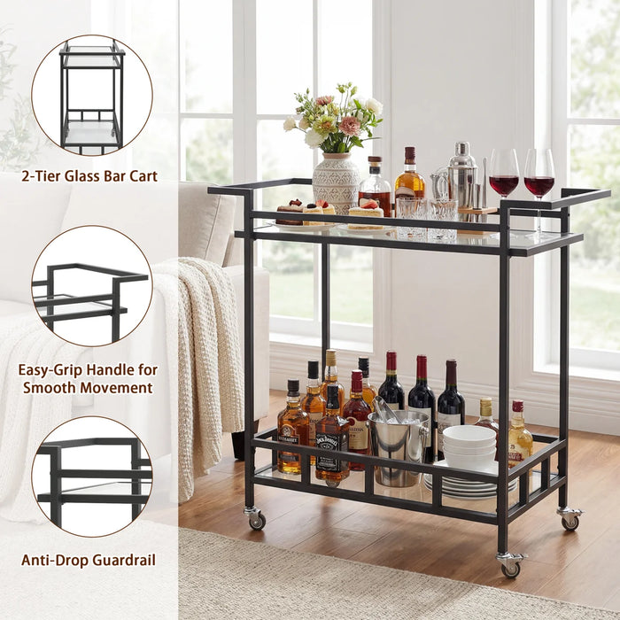 Metal Bar Cart, 31.25'' H X 30.5'' W X 14'' D