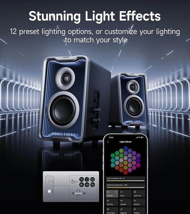 Edifier QR30 RGB Light Desktop Computer Gaming Speakers, 30W RMS