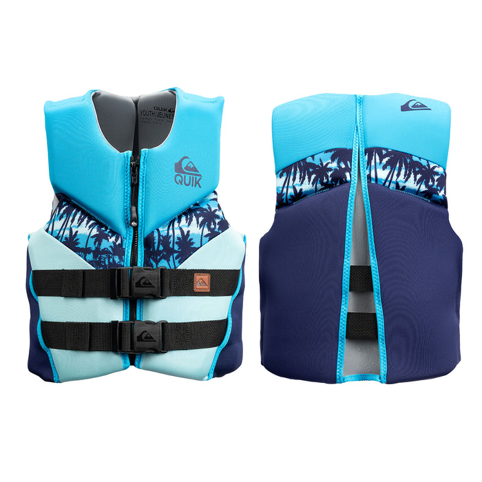 QUIKSILVER Youth Life Vest, USCG and Transport Canada Approved Life Jacket, Evoprene PFD, Personal Flotation Device Level 70 Buoyancy Aid for Teen Boys, Boating Fishing Kayaking Water Sports