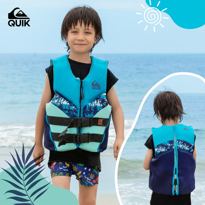 QUIKSILVER Youth Life Vest, USCG and Transport Canada Approved Life Jacket, Evoprene PFD, Personal Flotation Device Level 70 Buoyancy Aid for Teen Boys, Boating Fishing Kayaking Water Sports