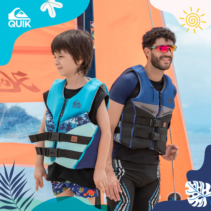 QUIKSILVER Youth Life Vest, USCG and Transport Canada Approved Life Jacket, Evoprene PFD, Personal Flotation Device Level 70 Buoyancy Aid for Teen Boys, Boating Fishing Kayaking Water Sports