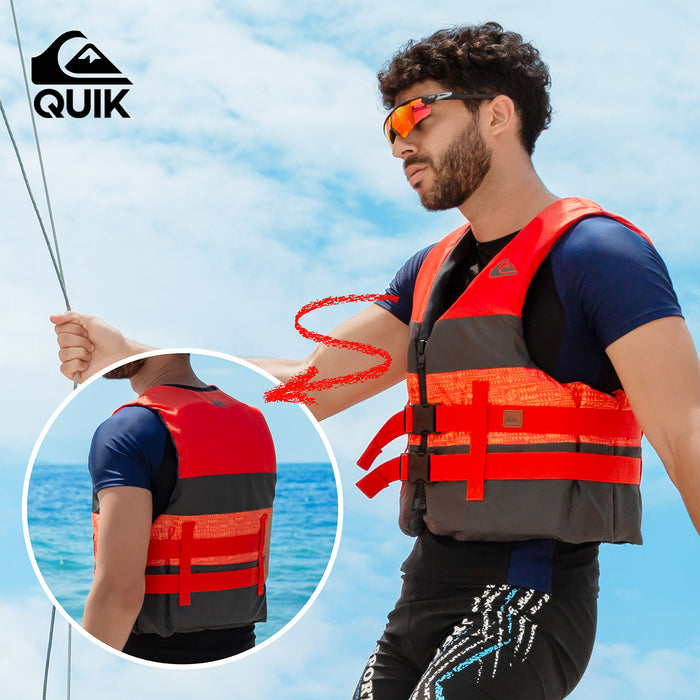 QUIKSILVER USCG Approved Adult Life Jacket, Lightweight EPE Foam and Quick-Release Buckles, Drain Holes for Fishing, Boating & Kayaking