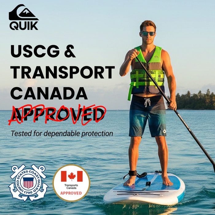 QUIKSILVER USCG Approved Adult Life Jacket, Lightweight EPE Foam and Quick-Release Buckles for Fishing Boating Kayaking
