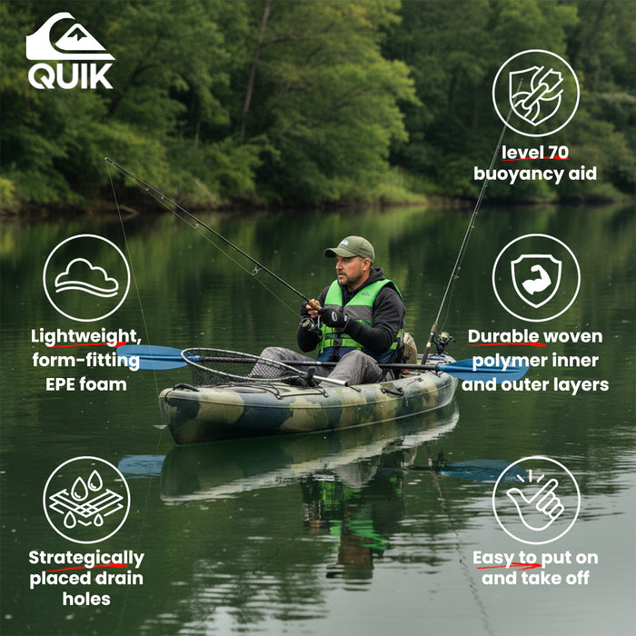 QUIKSILVER USCG Approved Adult Life Jacket, Lightweight EPE Foam and Quick-Release Buckles for Fishing Boating Kayaking