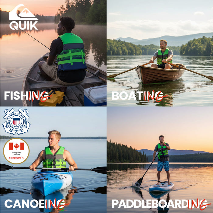 QUIKSILVER USCG Approved Adult Life Jacket, Lightweight EPE Foam and Quick-Release Buckles for Fishing Boating Kayaking