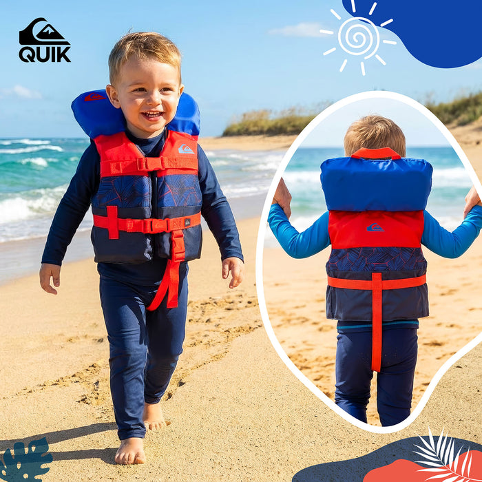 QUIKSILVER Infant Life Vest USCG Approved with Quick-Release Buckles & Leg Strap, Upright Flotation and Grab Handle, for Boating, Fishing & Kayaking
