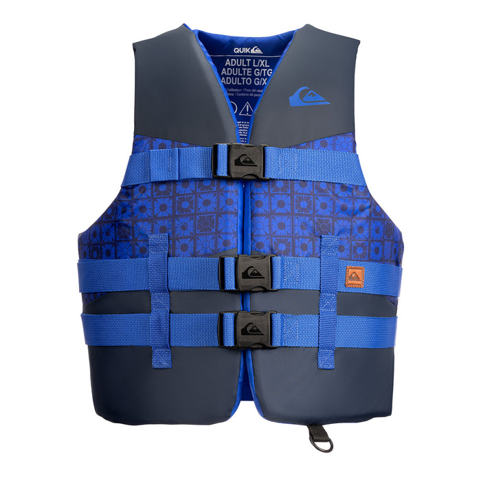 QUIKSILVER USCG Approved Men's Life Vest, Light-Weight EPE Foam and Drain Holes, Three Belts with Quick-Release Buckles & D-Ring for Fishing and Boating