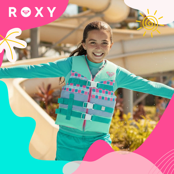 ROXY USCG Approved Teen & Youth Life Vest PFD, Light-Weight EPE Foam, Three Belts with Quick-Release Buckles for Fishing, Boating & Kayaking
