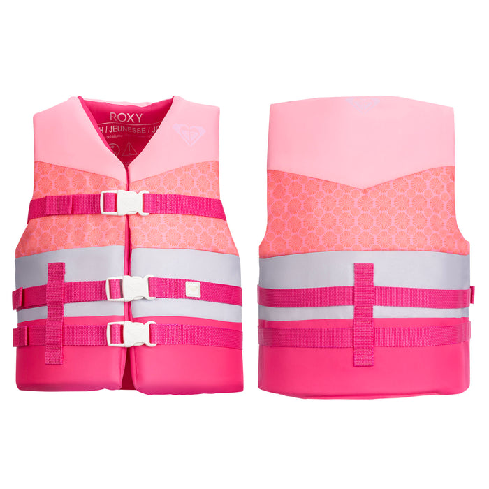 ROXY USCG Approved Teen & Youth Life Vest PFD, Light-Weight EPE Foam and Drain Holes, Three Belts with Quick-Release Buckles for Fishing, Boating & Kayaking