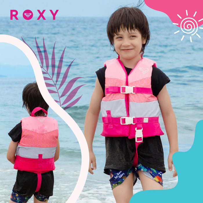 ROXY Kids Life Vest USCG Approved with Quick-Release Buckles & Leg Strap, Lightweight EPE Foam for Boating, Fishing & Kayaking