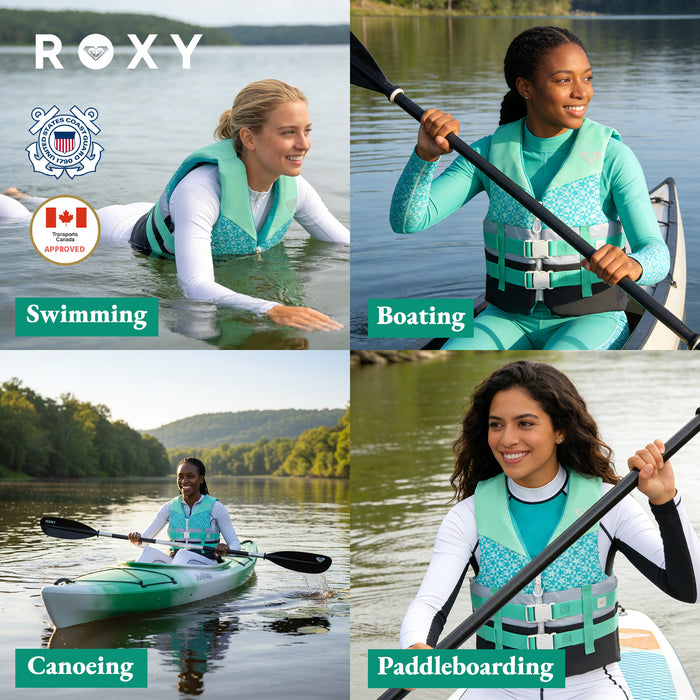 ROXY USCG Approved Women's Life Vest, Light-weight EPE Foam with Two Quick Release Buckles, for Boating, Fishing & Kayaking