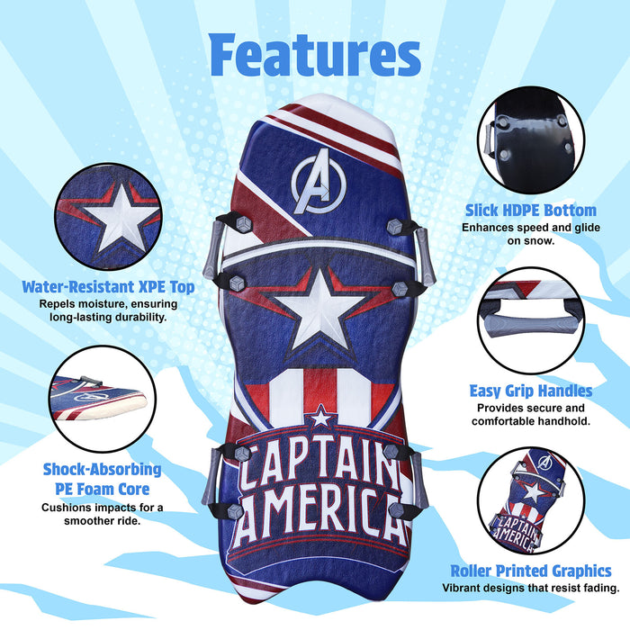 RYDR Marvel Classic Snow Sled (Avengers/Captain America/Spiderman pattern)