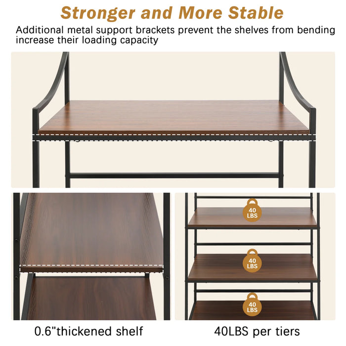Rustic 4 Tiers Bookcase with Metal Frame, 56.75" X 33.25"